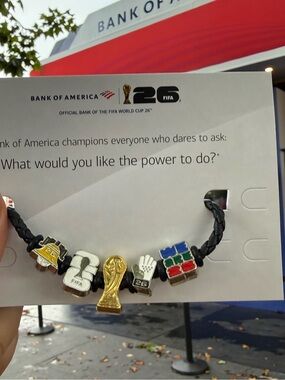 Rare Bank of America FIFA 2018 Gold Trophy Charm Bracelet - Black